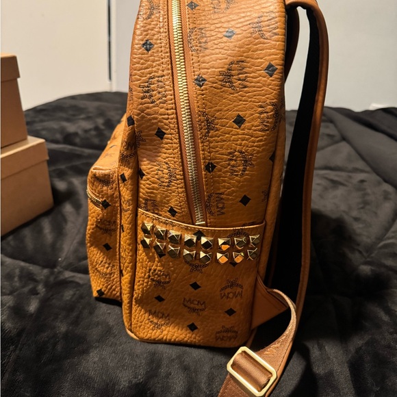 MCM Tan Backpack with Black Accents - Picture 2 of 4